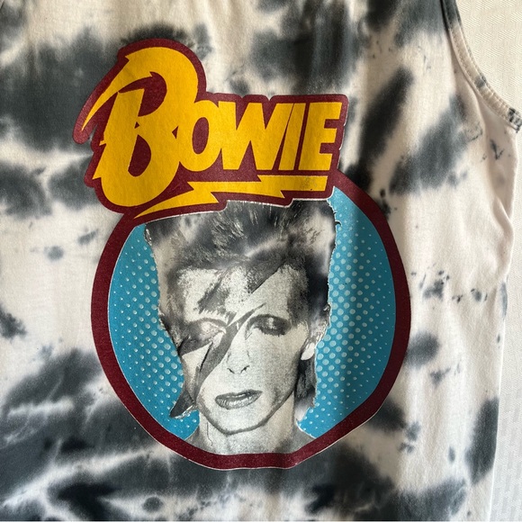 David Bowie Stardust Tye Dye Black and White Tank Top Size Small - Picture 3 of 7